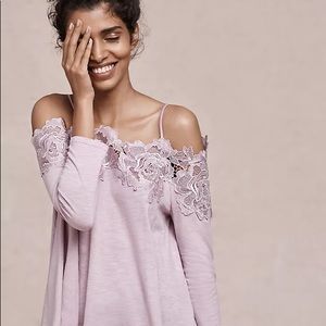 Anthropologie meadow rule lace off shoulder top lavender